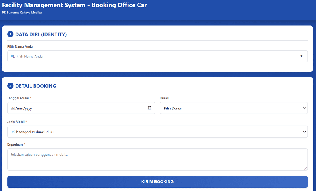 Facility Management System — Office Car Booking